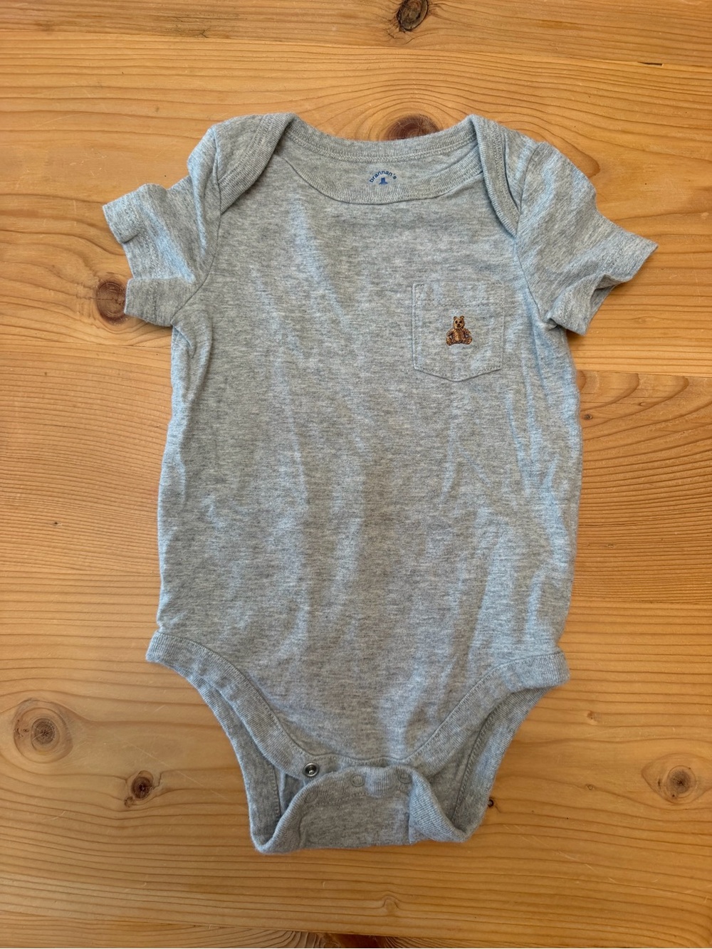 Baby Gap Gray One-Piece Bodysuit with Pocket Embroidery